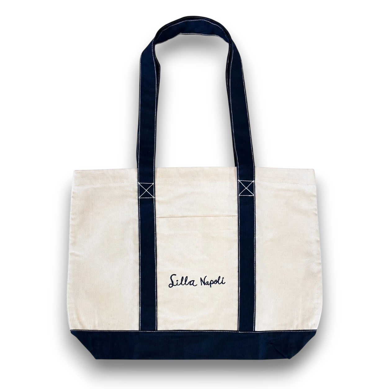 Lilla Napoli Signature Logo Large Tote - Raw/Navy